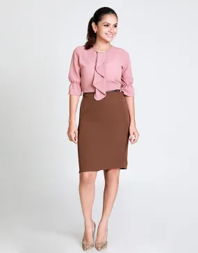 ¾ Sleeves Blouse with Neck Tie