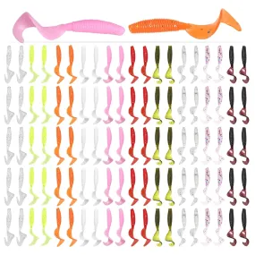 100pcs/lot 4cm Soft Artificial Fishing Lures Swimbait Tail Grub Lures Worm Moggot Grub Lures Baits for Pesca Fishing Tackle