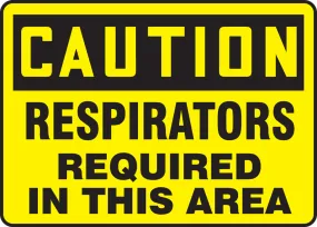 10" X 14" Black And Yellow Dura-Plastic Safety Signs "CAUTION RESPIRATOR REQUIRED IN THIS AREA"