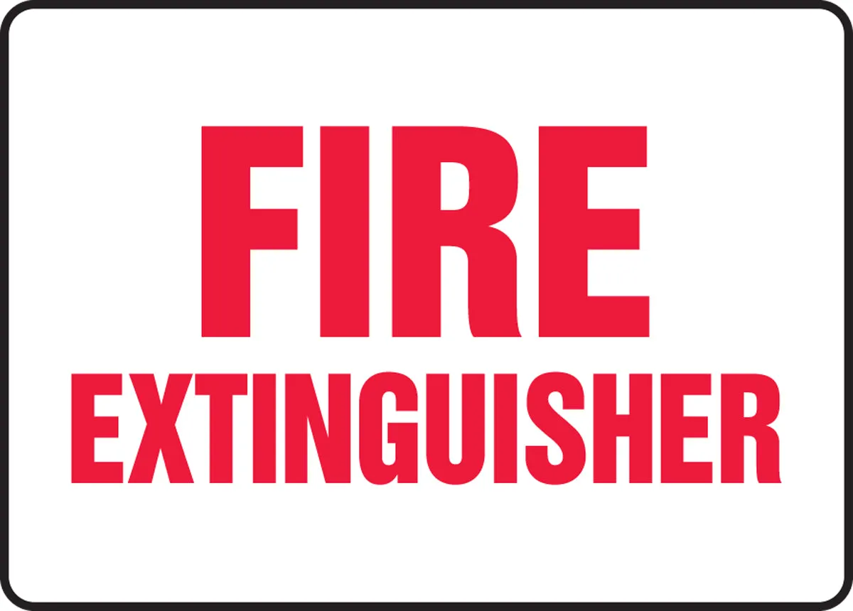 10" X 14" Red And White Plastic Safety Signs "FIRE EXTINGUISHER"