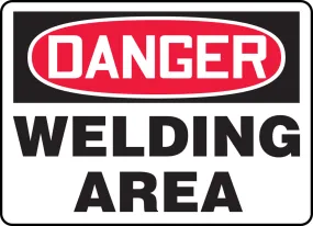 10" X 14" Red, Black And White Aluminum Safety Signs "DANGER WELDING AREA"