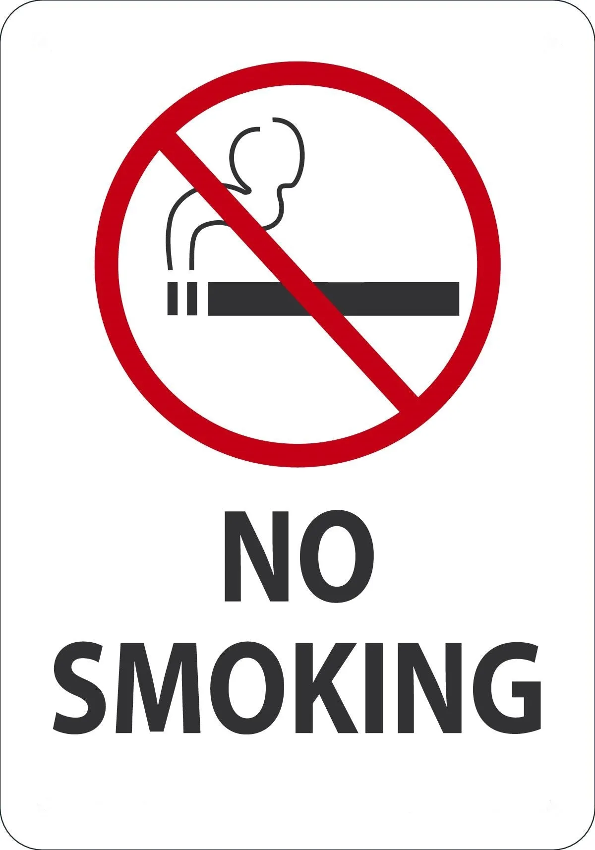 10" X 7" Red, Black And White Adhesive Poly Safety Signs "NO SMOKING"