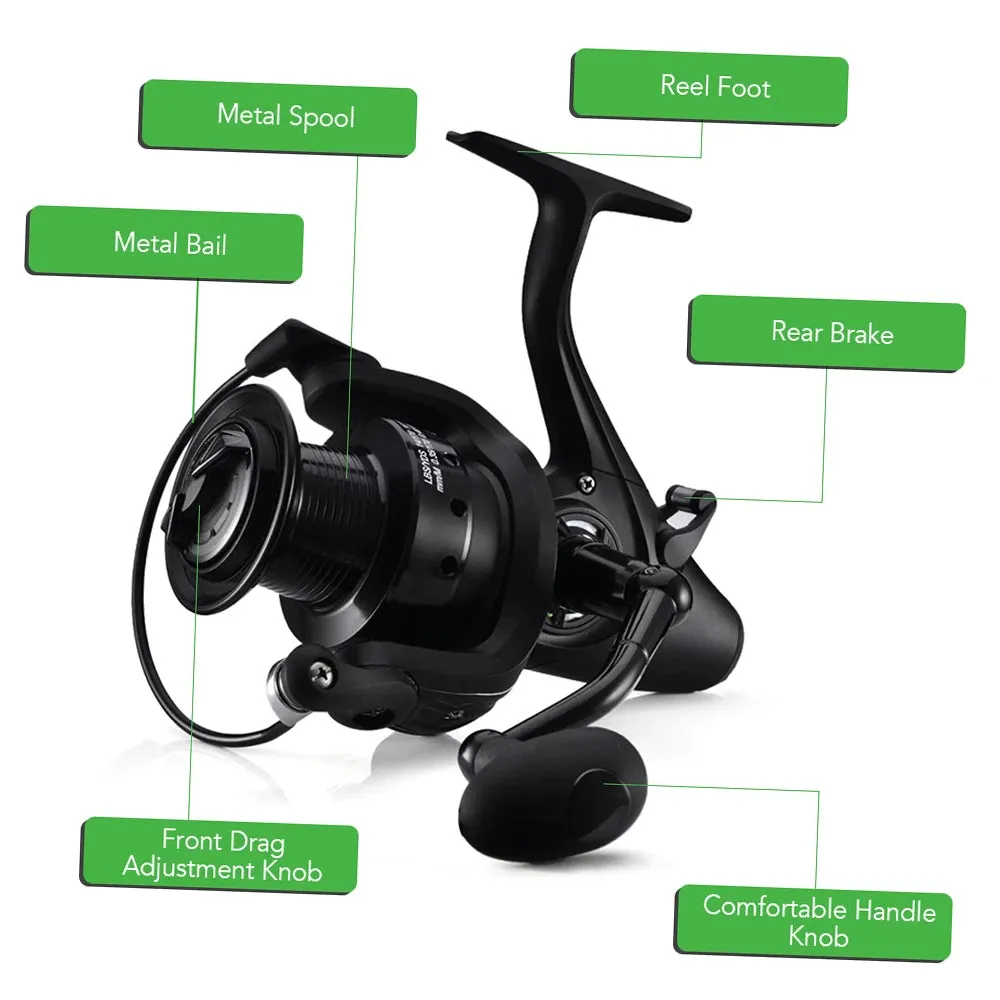 12 1 BB Spinning Reel with Front and Rear Double Drag Carp Fishing Reel Left Right Interchangeable for Saltwater Freshwater