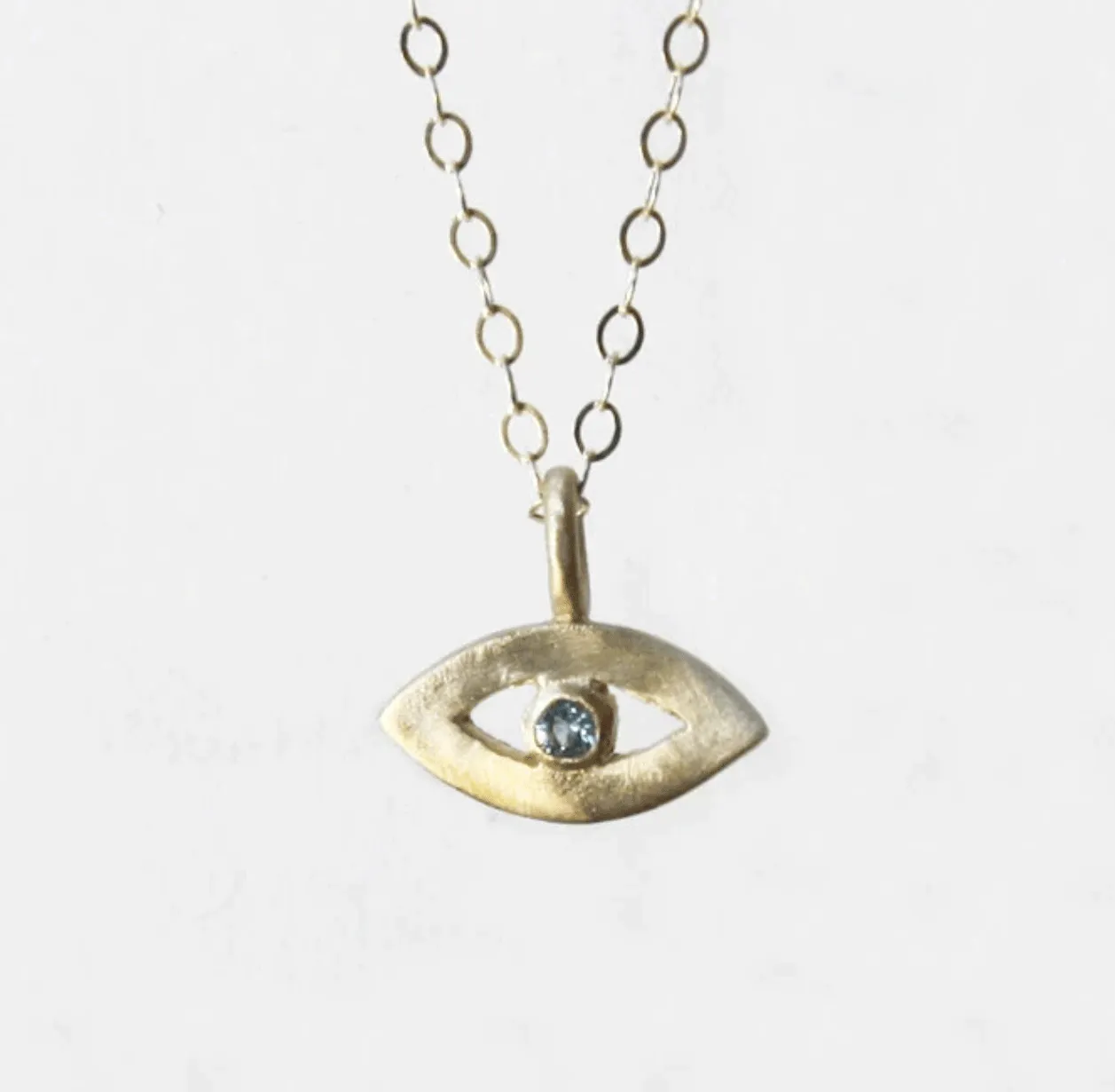 14K Gold Eye Necklace with Gemstone by Emily Rosenfeld Jewelry