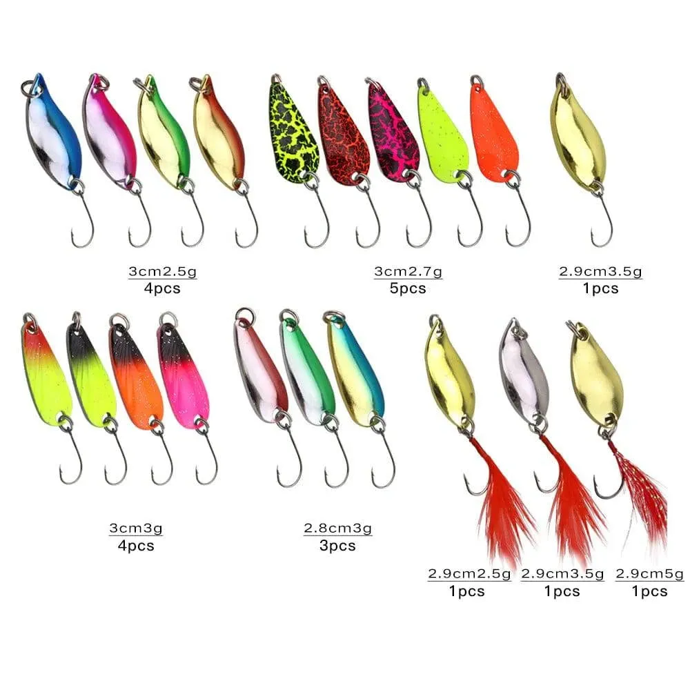 16pcs/20pcs Fishing Spoons Lures Metal Baits Set for Casting Spinner Fishing Bait with Storage Bag Case Outdoor Fishing