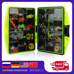 184pcs/Set Fishing Accessories Kit Outdoor Fishing Supplies Including Hook Sinker Weights Fishing Line Beads with Tackle Box