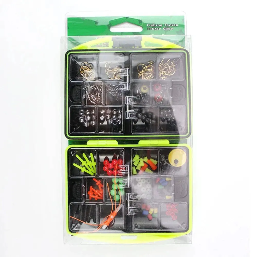 184pcs/Set Fishing Accessories Kit Outdoor Fishing Supplies Including Hook Sinker Weights Fishing Line Beads with Tackle Box