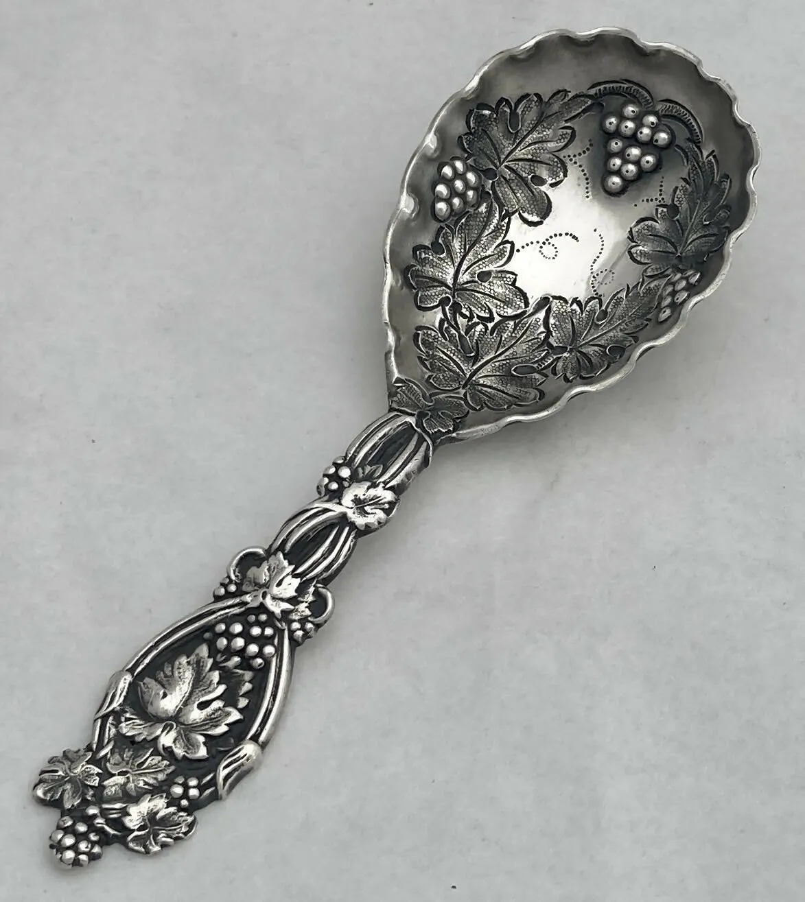 19th Century White Metal Naturalistic Caddy Spoon.