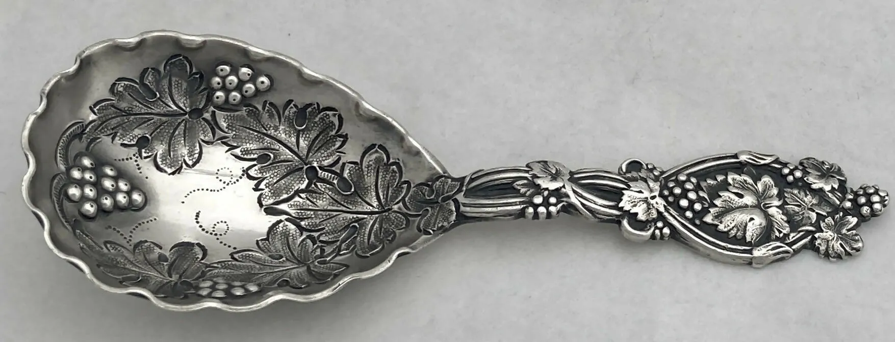 19th Century White Metal Naturalistic Caddy Spoon.