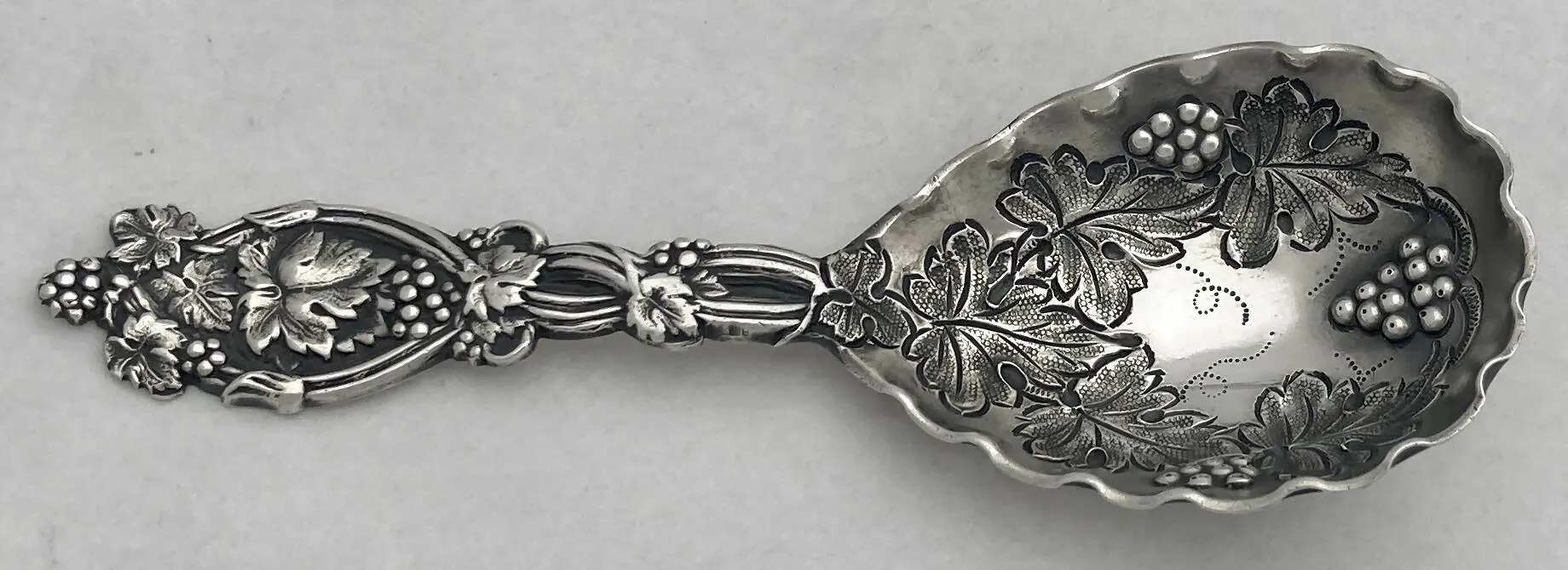 19th Century White Metal Naturalistic Caddy Spoon.