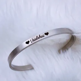 5mm Matte Finish 316 Surgical Stainless Steel Customized Personalised Laser Engraved Free Size Cuff Kada Bangle Bracelet Unisex