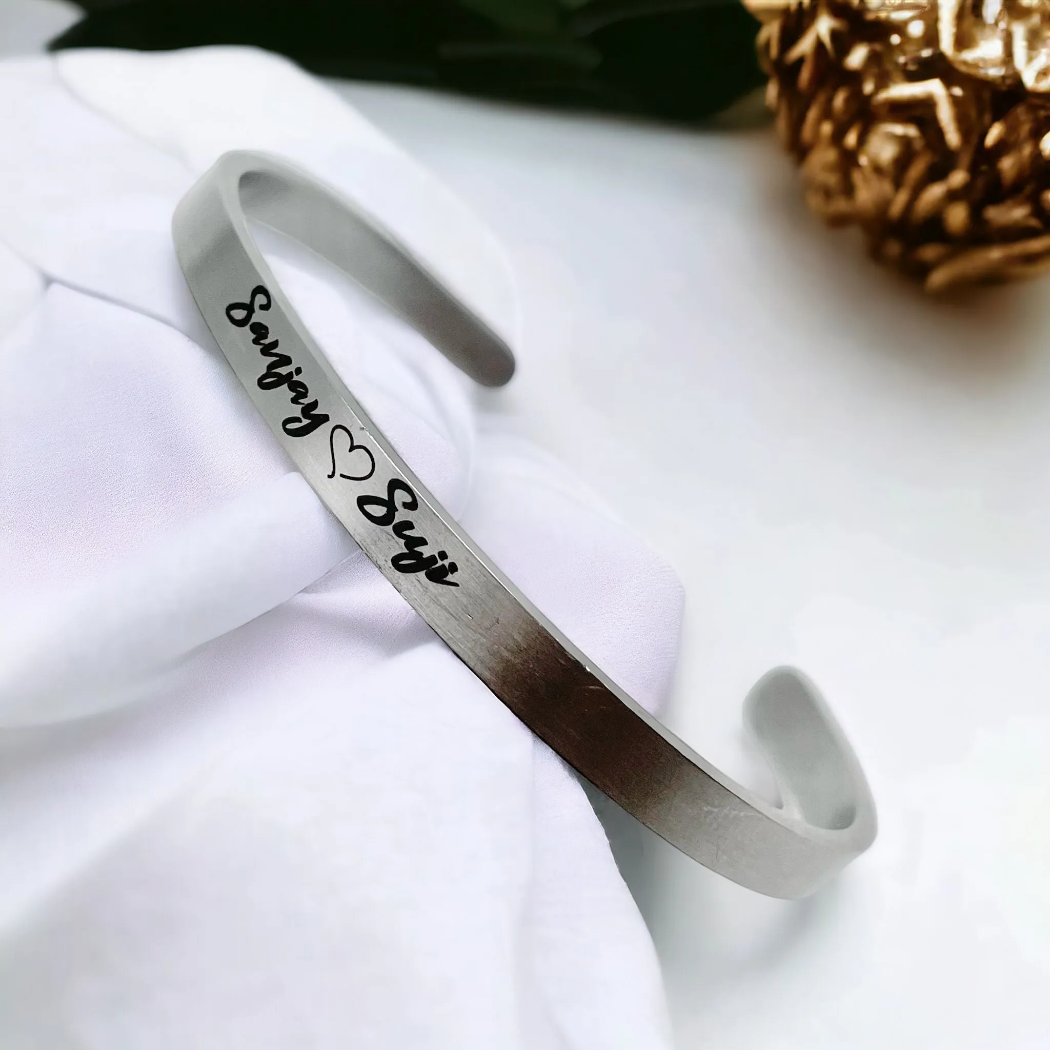 5mm Matte Finish 316 Surgical Stainless Steel Customized Personalised Laser Engraved Free Size Cuff Kada Bangle Bracelet Unisex