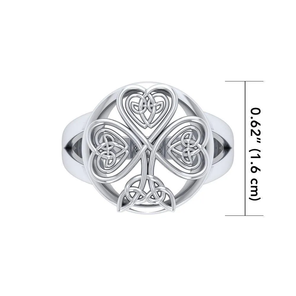 A wish coming on your way ~ Shamrock Celtic Knotwork  Sterling Silver Ring TRI537