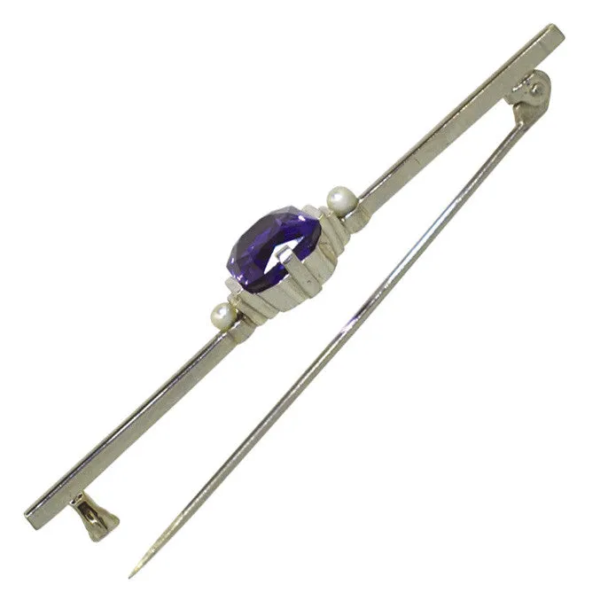 Amethyst & Pearl Stock Pin