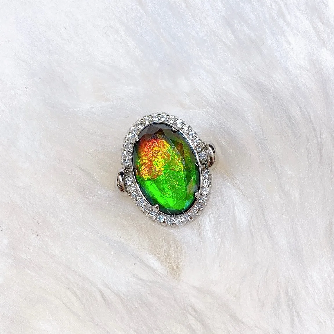 Ammolite Ring Sterling Silver KNOTS Ring