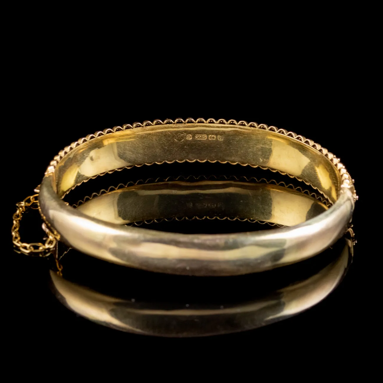 Antique Edwardian Cannetille Bangle 9ct Gold Dated 1907