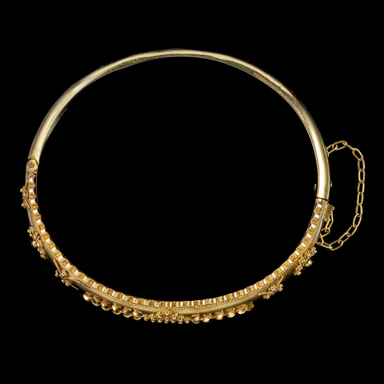 Antique Edwardian Cannetille Bangle 9ct Gold Dated 1907