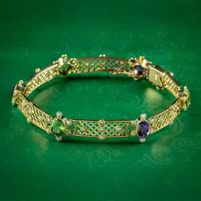 Antique Edwardian Suffragette Bracelet Amethyst Peridot Pearl Circa 1910