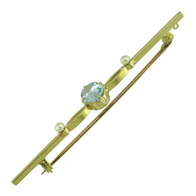 Aquamarine & Pearl Stock Pin