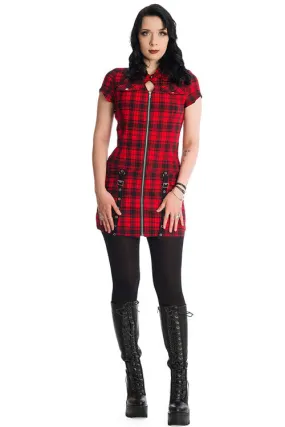 Banned Tartan Nights Mini Dress in Red Tartan