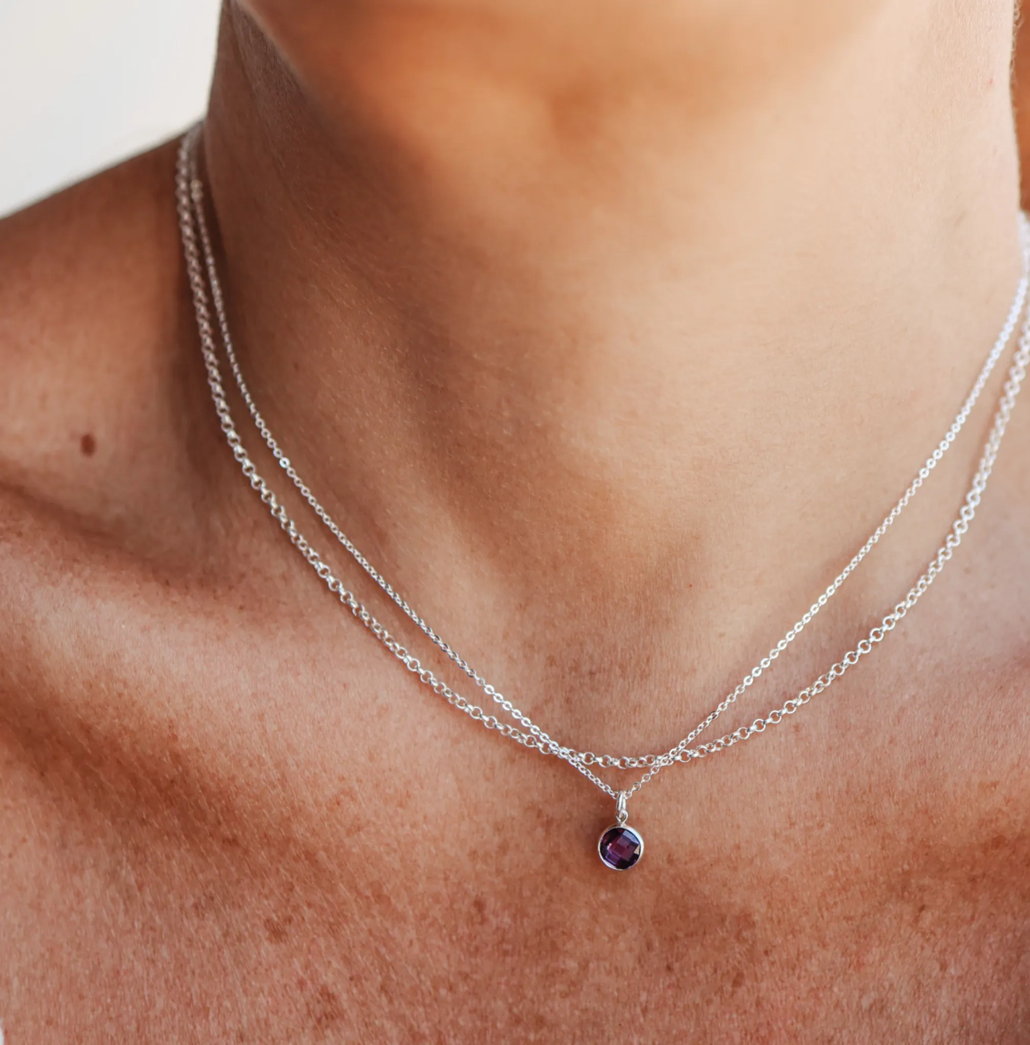 Birthstone Drop Necklace • February