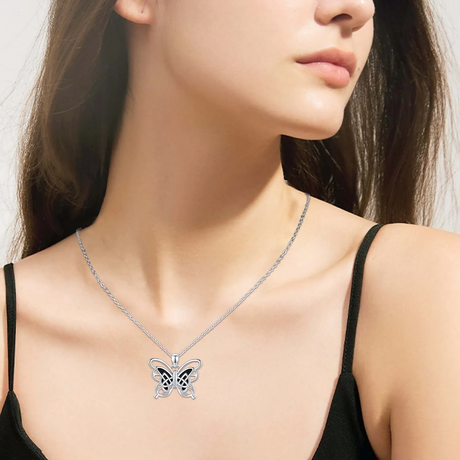 Butterfly Necklace 925 Sterling Silver Celtic Knot Pendant Necklace Cute Animal Necklace Butterfly Jewellery Celtic Gifts for Women Girls