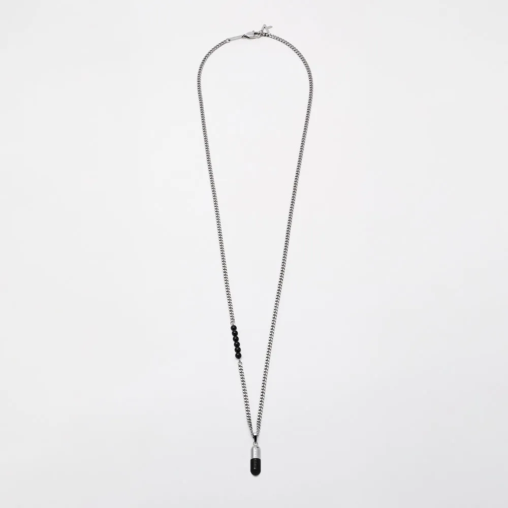 Capsule Necklace Silver & Black Onyx (760mm)