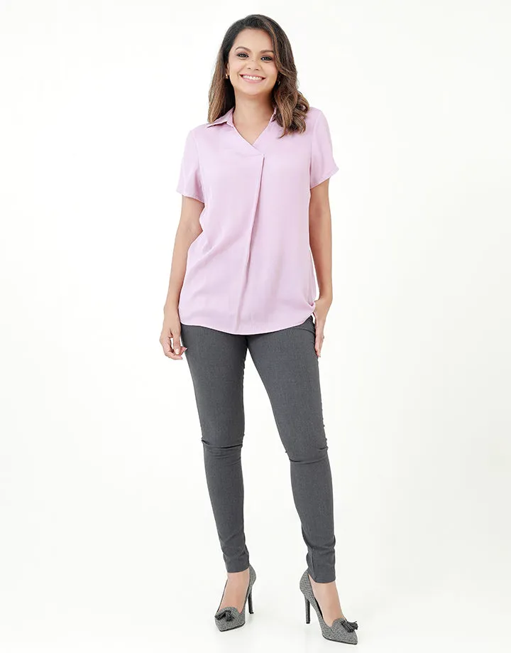 Collared Blouse with Short Sleeves