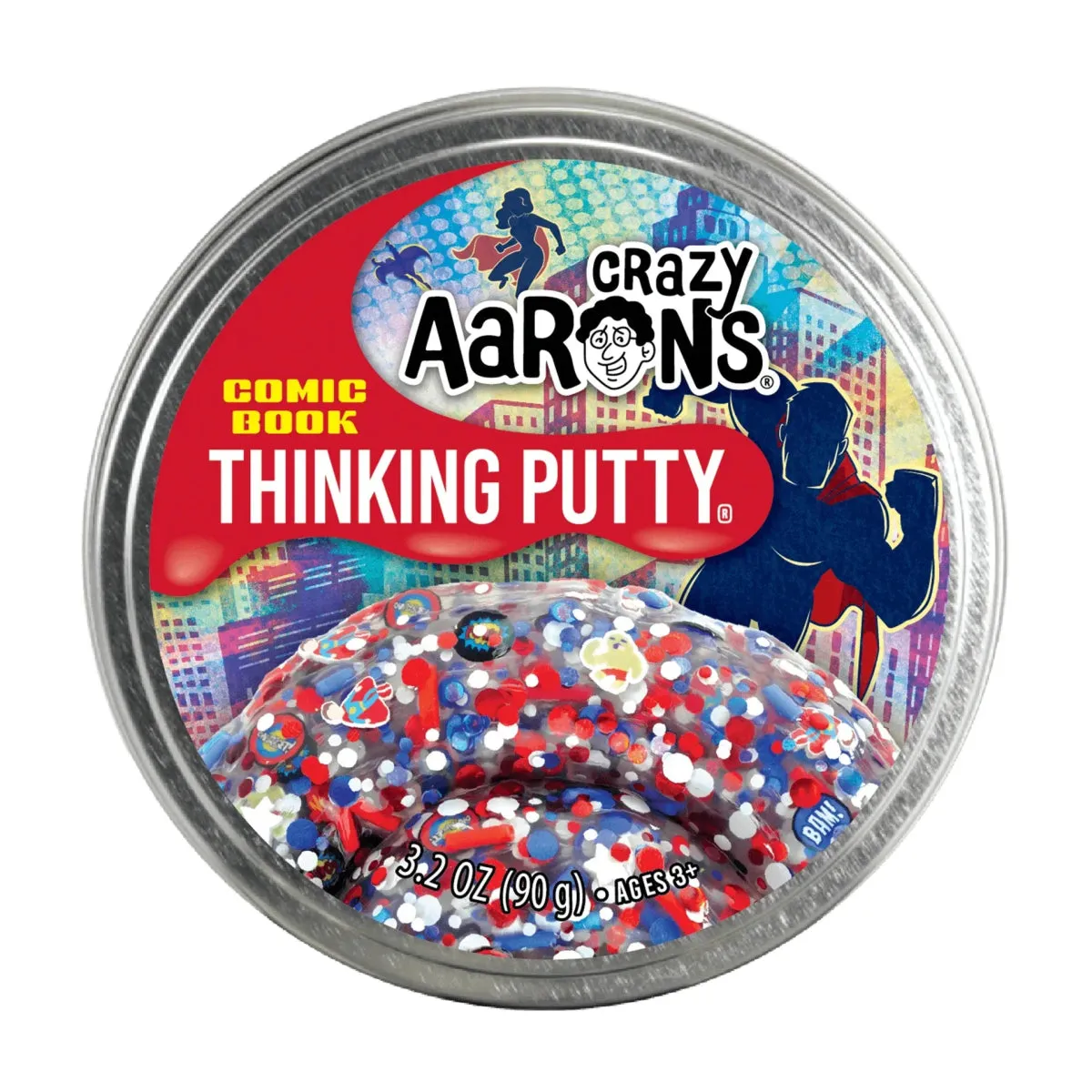 Crazy Aarons Comic Book Full Size 4 Inch Thinking Putty Tin