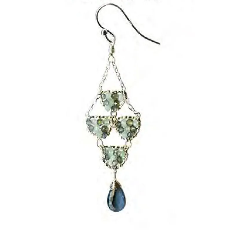 Crescent Chandelier Earrings 4629A with Sapphire Opal and London Blue Topaz by Michelle Pressler Jewelry