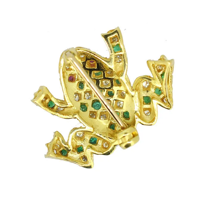 Diamond Frog Brooch