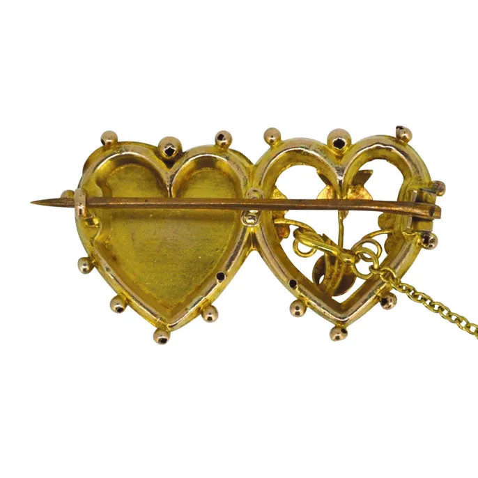 Double Heart 'MIZPAH' Brooch