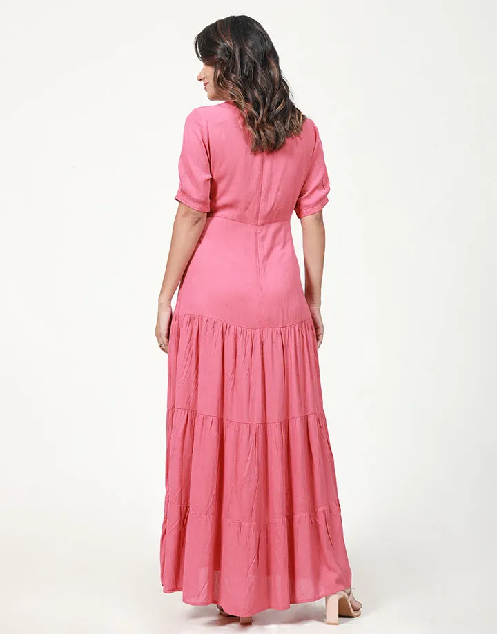 Embroidered Tiered Maxi Dress