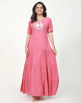 Embroidered Tiered Maxi Dress