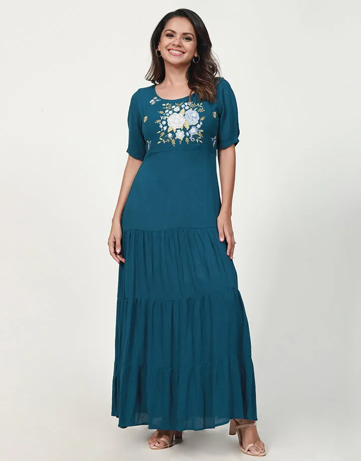 Embroidered Tiered Maxi Dress