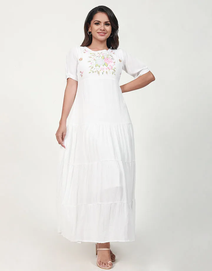 Embroidered Tiered Maxi Dress