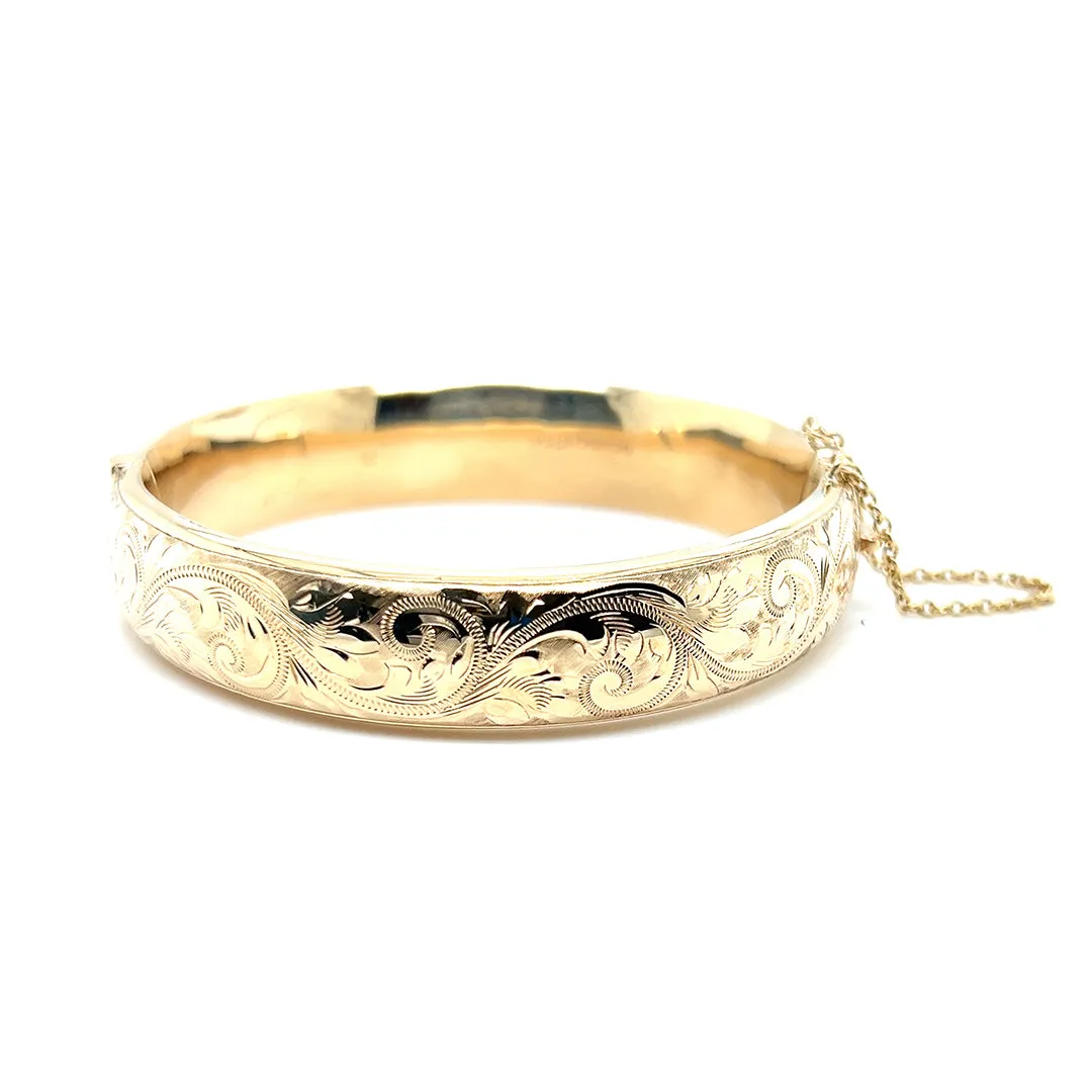 Engraved Gold Bangle