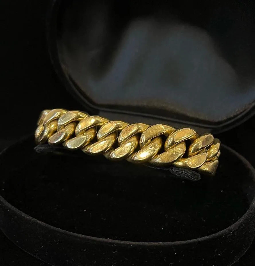 French 18ct Yellow Gold Flat Curb Link Bracelet