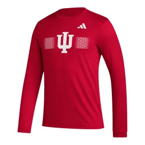 Indiana Hoosiers Adidas Pre-Game Fade Stripe Long Sleeve Crimson T-Shirt