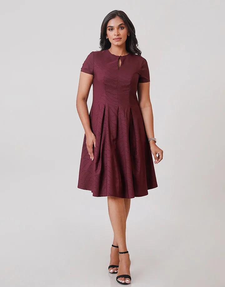 Keyhole Front Box Pleat Skirt Dress