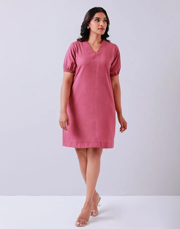 Linen V-Neck Dress with Pockets