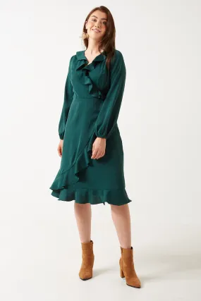 Marc Angelo Ruffle Neckline Dress