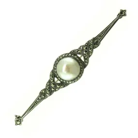 Marcasite & Pearl Stock Pin