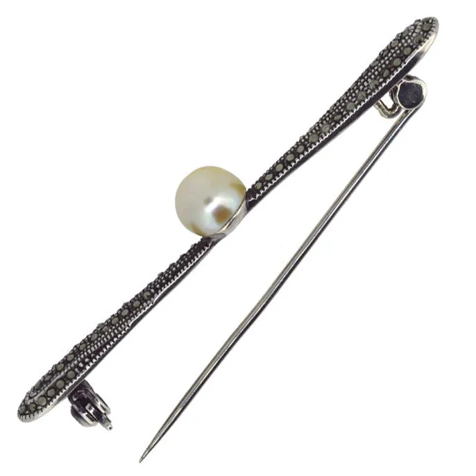 Marcasite & Pearl Stock Pin