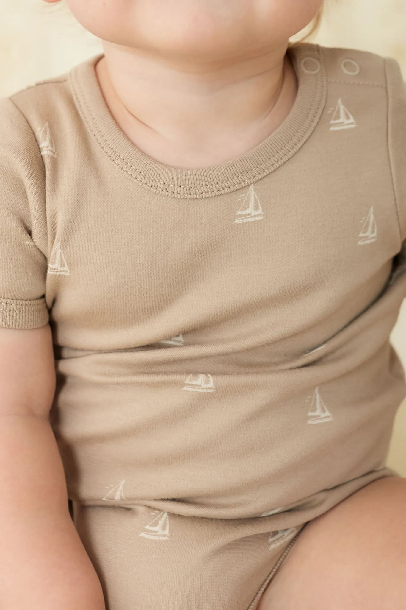 Organic Cotton Hudson Short Sleeve Bodysuit - Set Sail Vintage Taupe