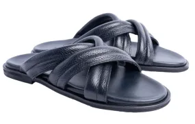 Pelle "Balaer" Slip-On Calfskin Sandal Navy