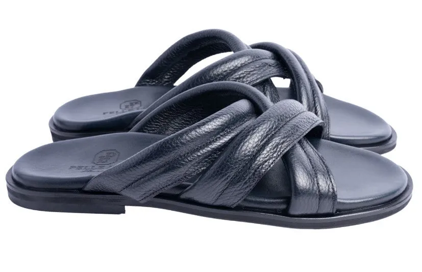 Pelle "Balaer" Slip-On Calfskin Sandal Navy