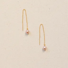 Pink Freshwater Pearl Threader Earrings