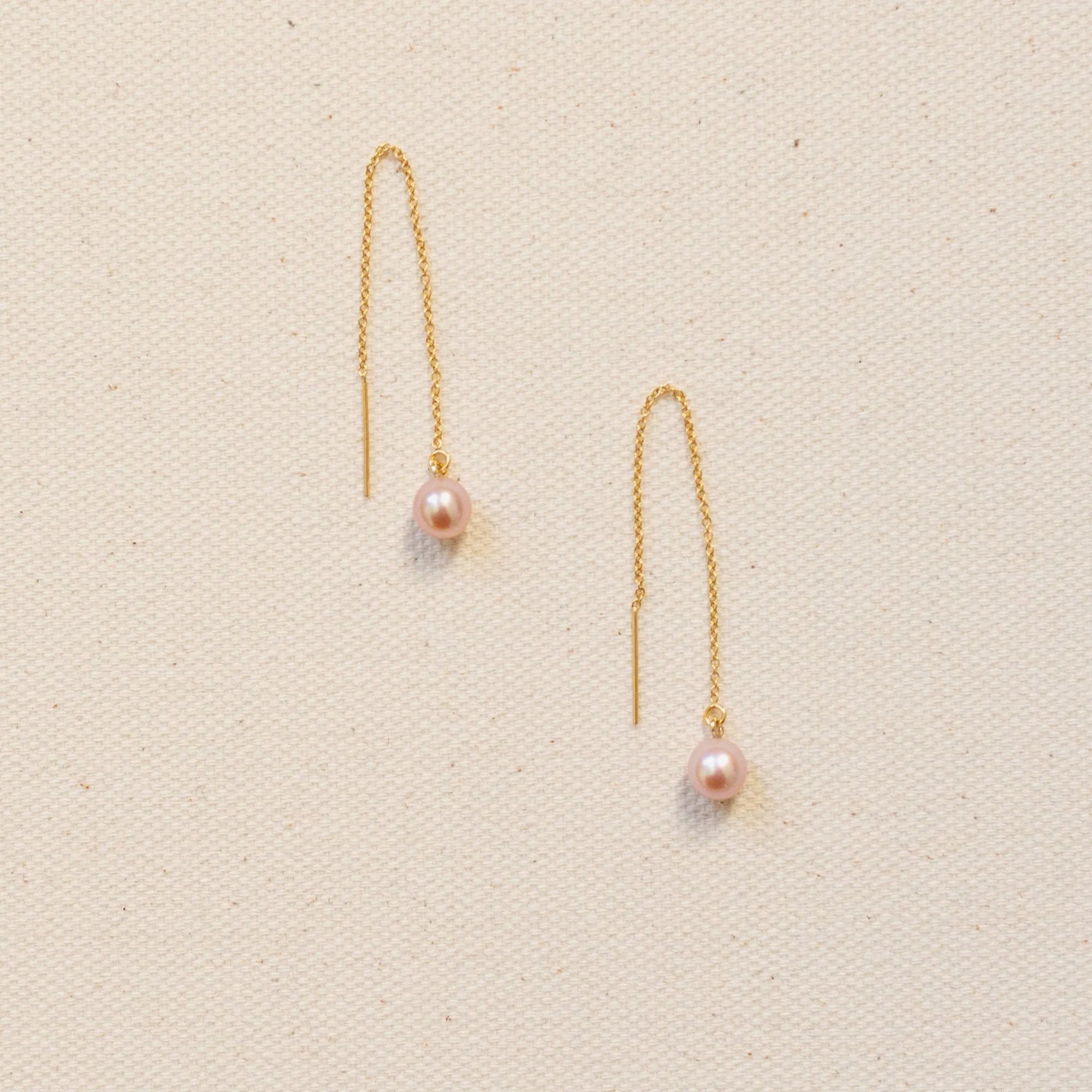 Pink Freshwater Pearl Threader Earrings