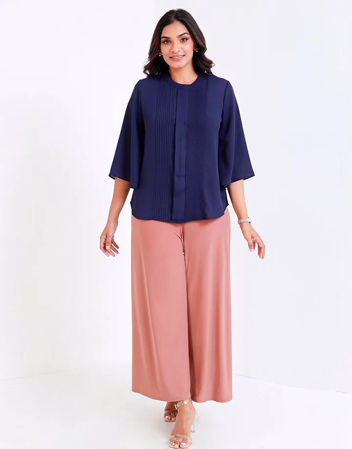 Pintuck Detail Flared Sleeves Blouse